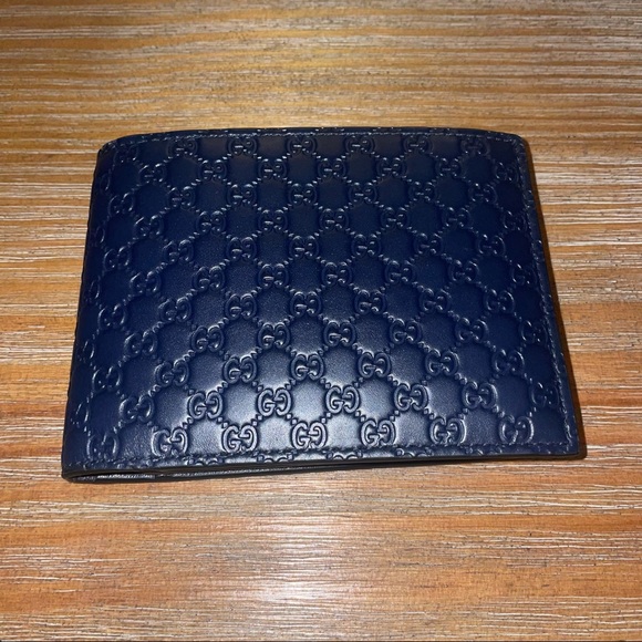 Gucci MicroGuccissima GG Logo Blue Leather Wallet with Removable Insert - Picture 3 of 16